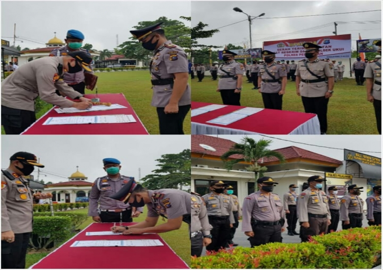 Kapolres Pelalawan Pimpin Sertijab Kasat Reskrim dan Kapolsek Ukui