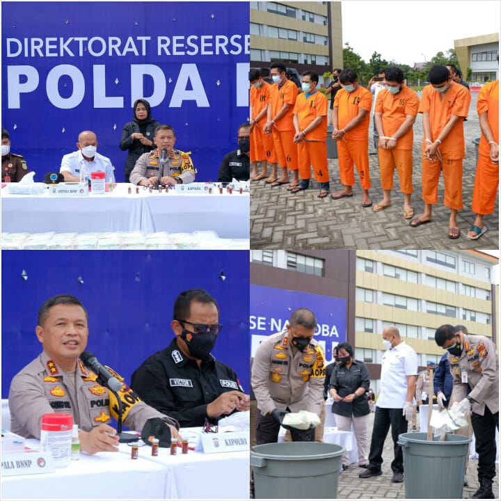 Kapolda Riau Release Penangkapan Narkoba Jenis Cair dan Pemusnahan 20 Kg Sabu