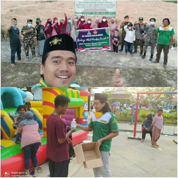 Muhammad Shohibul Ahsan :  Peduli COVID-19, GP Ansor dan Fatayat NU Pelalawan Berbagi Peralatan Prokes 