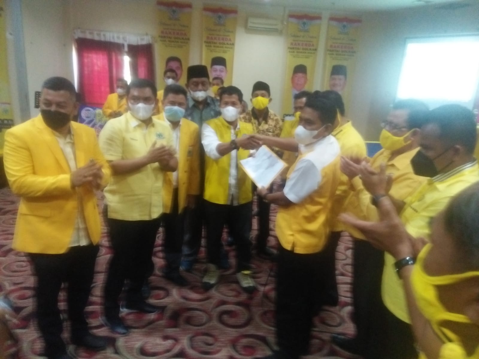 Gelar Rakerda, DPD II PG Rohul nyatakan sikap dukung Erlangga,Samsuar dan H. Sari Antoni