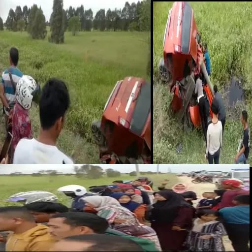 Terjungkal Ke Dalam Parit, Pengemudi Mobil  Meningal  Terjepit Jalan Koridor Langgam PT RAPP  KM 13