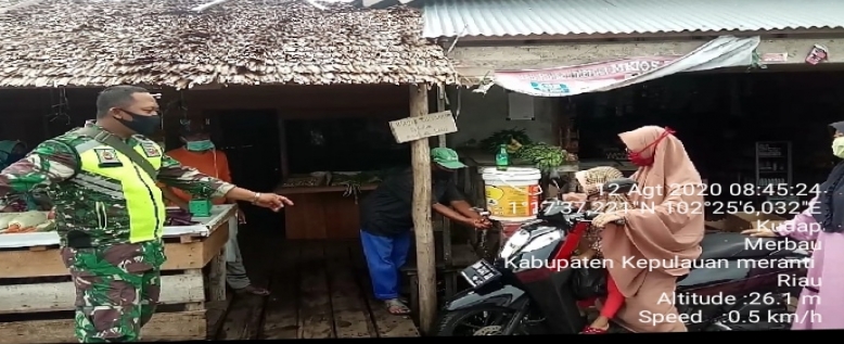 Babinsa Koramil 08/Merbau Lakukan Imbauhan Pelaksanaan Protokol Kesehatan