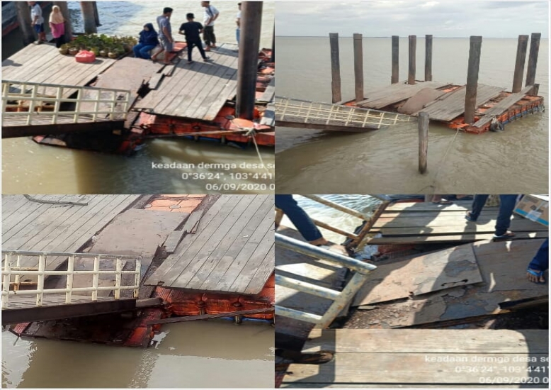 Jembatan Dermaga Serapung Kuala Kampar Ambruk Diterjang Badai