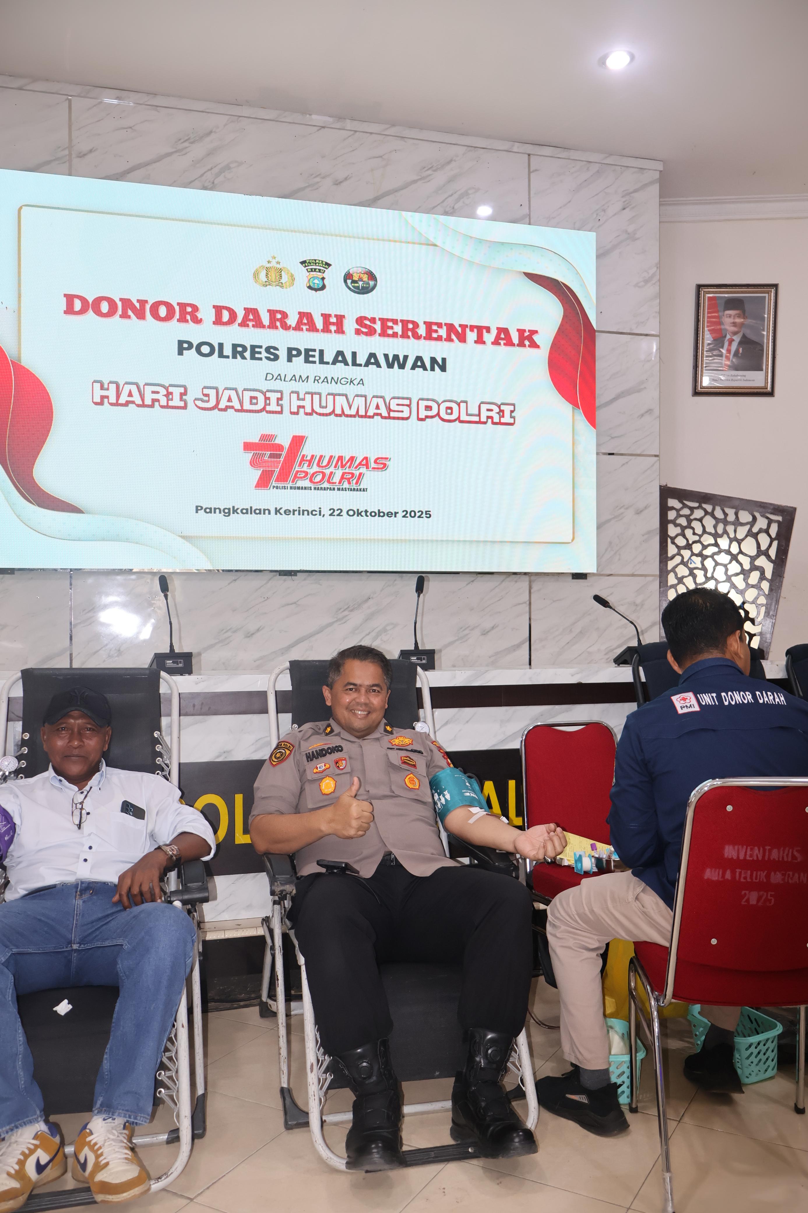 Polres Pelalawan Gelar Donor Darah Semarak HUT Humas Polri ke-74: 50 Kantong Darah Terkumpul untuk Kemanusiaan