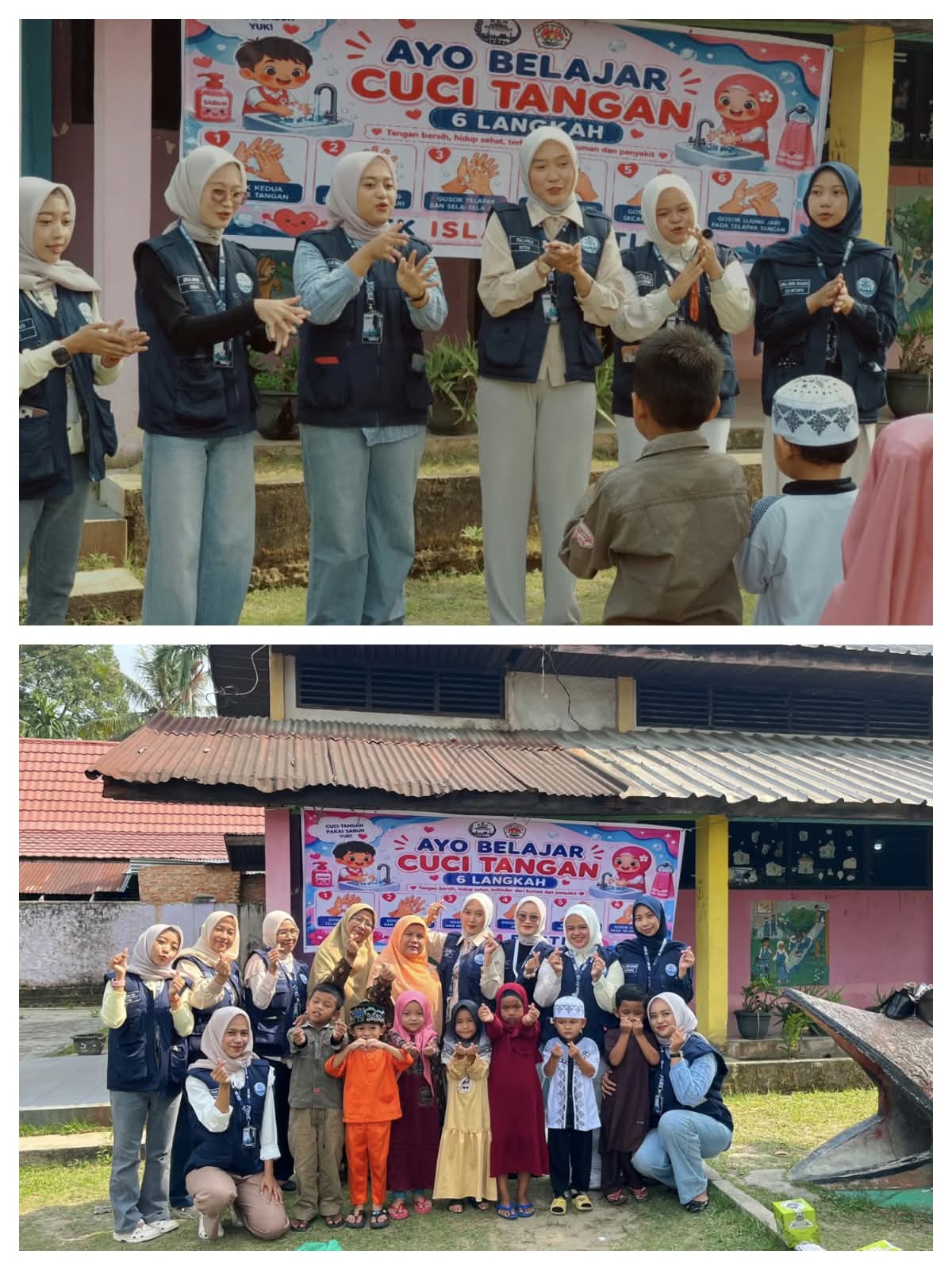 KKN UHT Pekanbaru Ajarkan 6 Langkah Cuci Tangan, Tanamkan Perilaku Hidup Bersih Sejak Dini