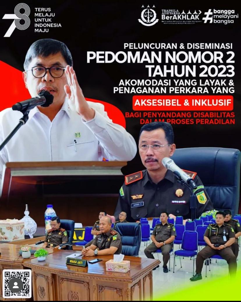 Kepala Kejati Riau Mengikuti Kegiatan Peluncuran dan Diseminasi Pedoman Nomor 2 Tahun 2023  Secara Virtual