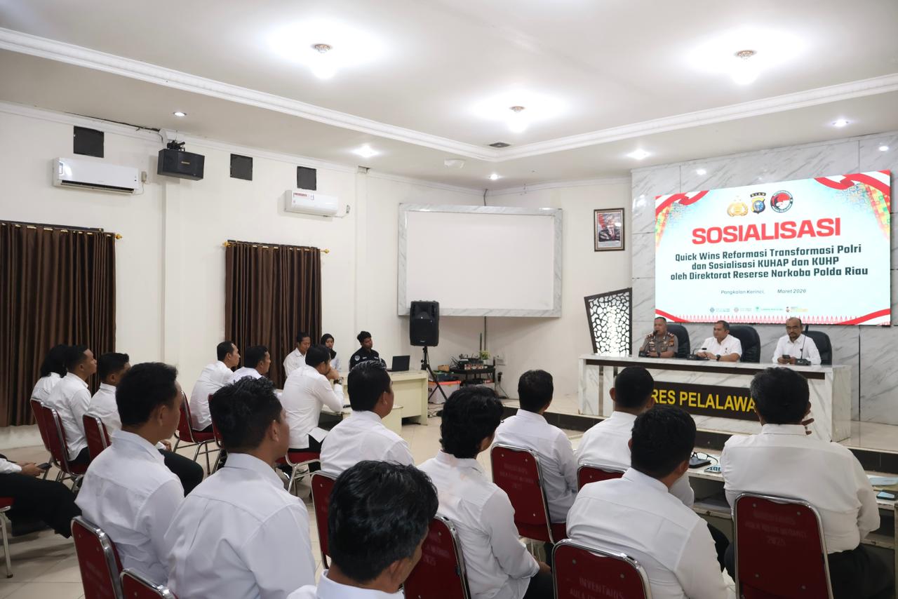 Polda Riau Sosialisasikan Quick Wins Polri dan Pembaruan KUHP di Polres Pelalawan