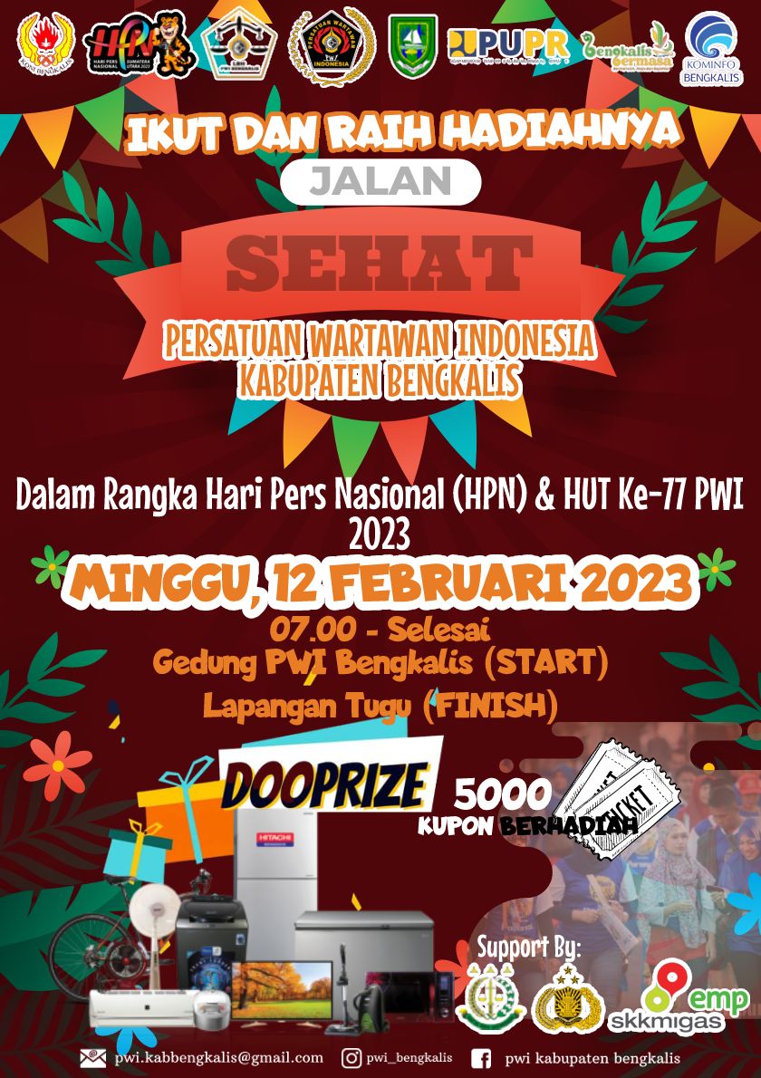 Minggu, Ikuti Jalan Sehat PWI Bengkalis Panitia Sediakan 5000 kupon Hadiah