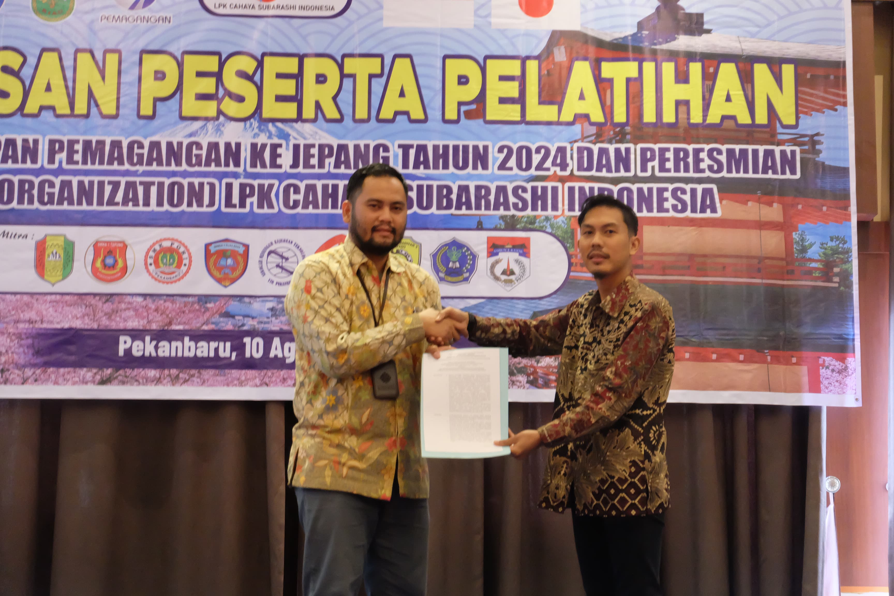 Sah PT  Cahaya Subarashi Indonesia Pekanbaru  Menerima Sertifikat  SO dari Kemenaker RI
