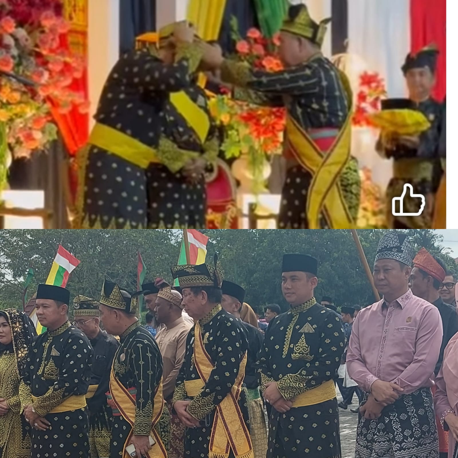 Sah, Wabup Husni Tamrin dan Kapolres Afrizal Asri  Sandang Gelar Adat, Simbol Pengabdian dan Pengayoman Negeri Melayu