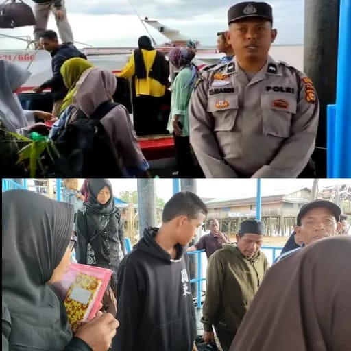 Polsek Kuala Kampar Giat Pelayanan Kamtibmas  Penumpang di Pelabuhan