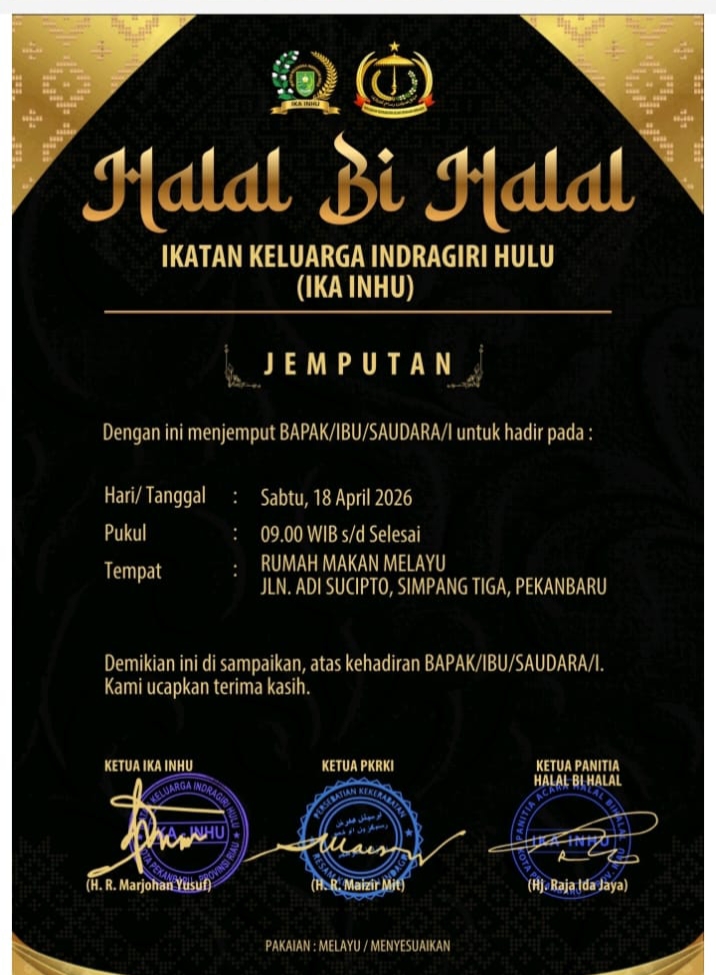 IKA Inhu Siap Gelar Halalbihalal 2026 di Pekanbaru, Pererat Silaturahmi Warga Rantau