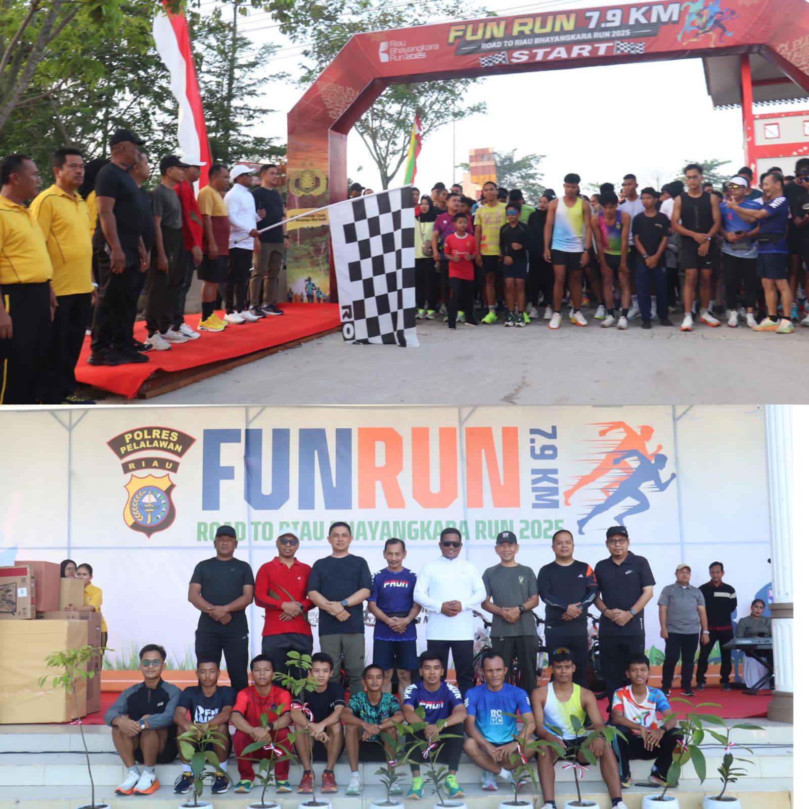 Meriah dan Inspiratif! Ribuan Warga Meriahkan Fun Run Road To Riau Bhayangkara 7,9 KM 2025 di Pelalawan