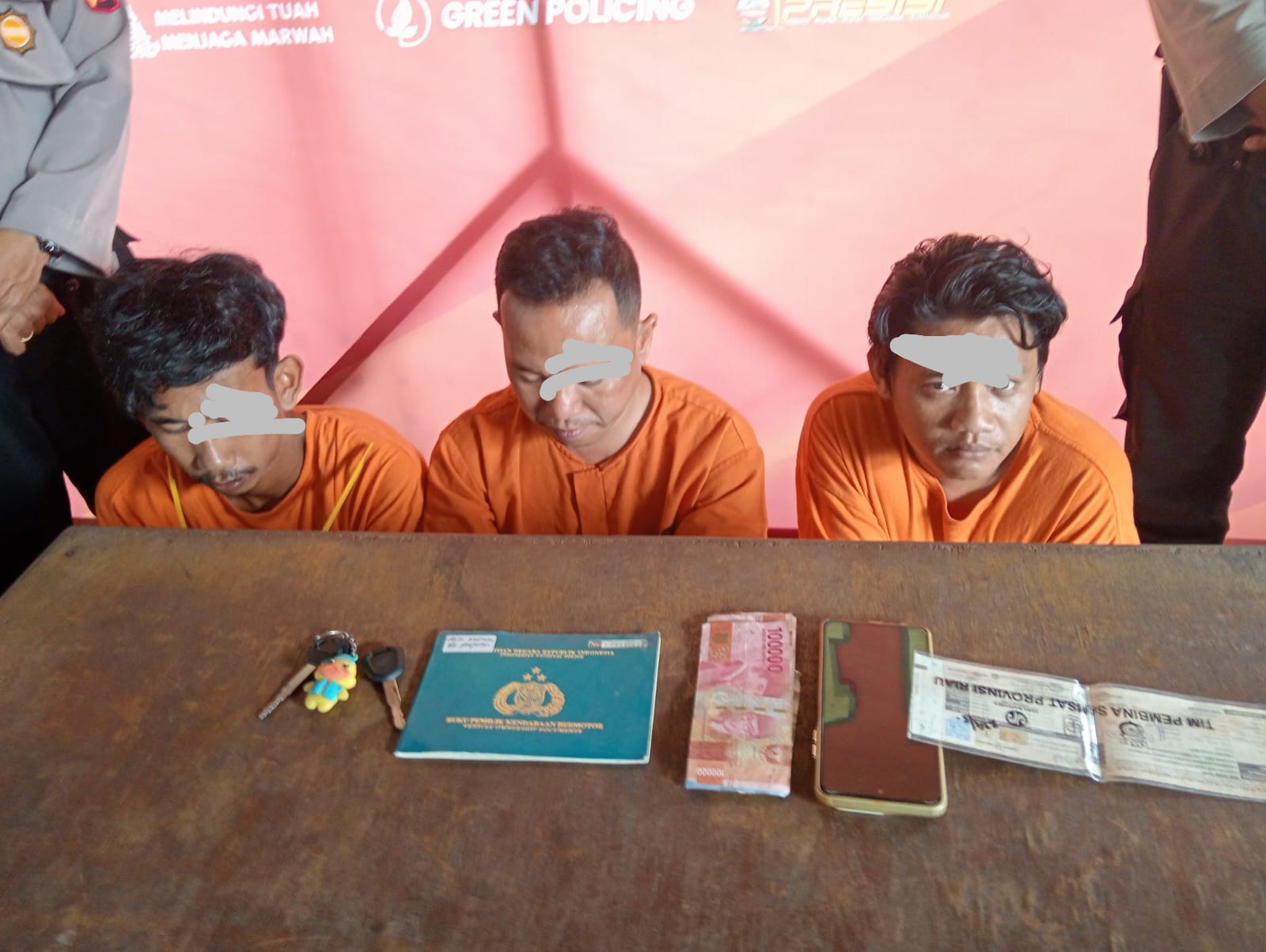 Polsek Pangkalan Kerinci Bekuk Tiga Pelaku Pencurian Motor di Penginapan Orzora, Kerugian Capai Rp38 Juta