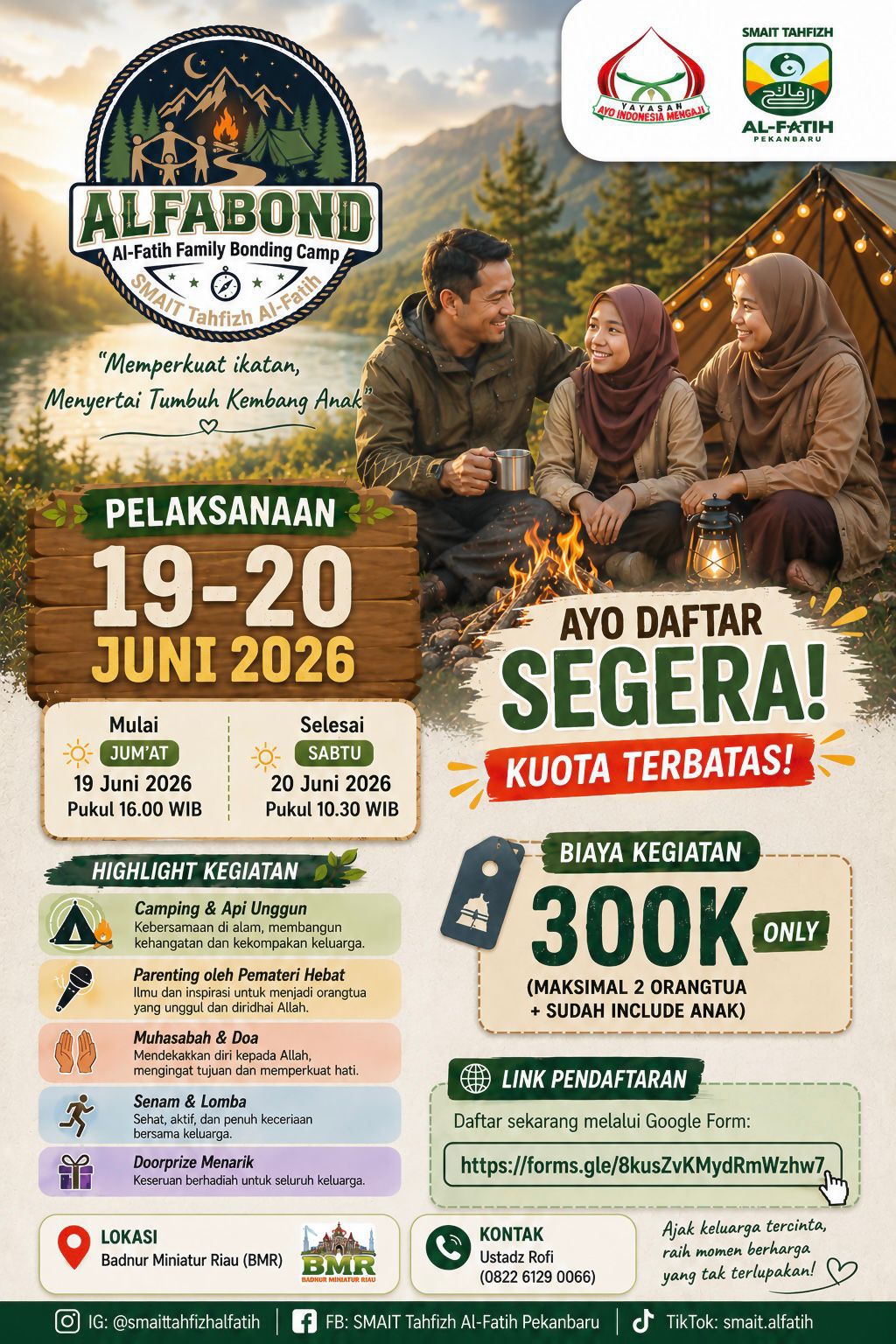 SMAIT Tahfizh Al-Fatih Pekanbaru Hadirkan ALFABOND 2026, Perkuat Ikatan Orang Tua dan Anak Lewat Family Bonding Camp