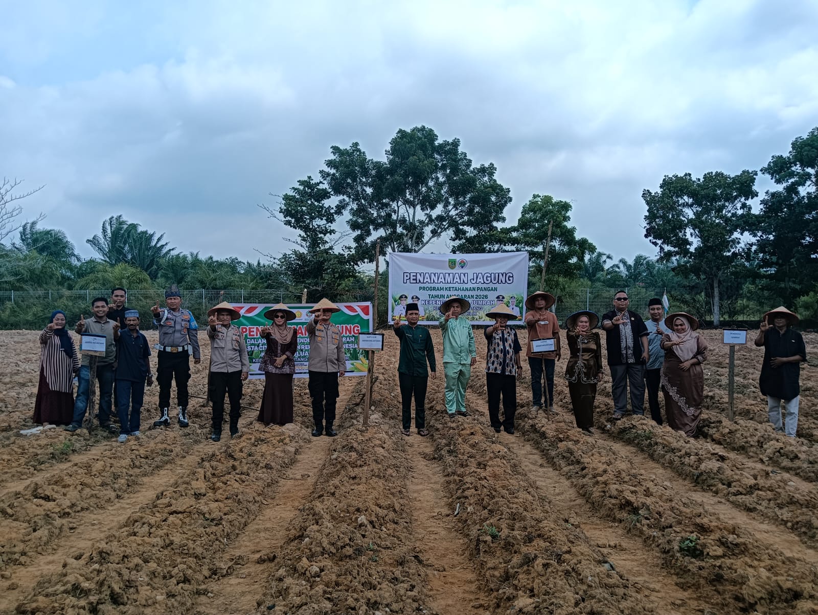 Dukung Program Ketahanan Pangan Nasional, Polsek Rimba Melintang Lakukan Penanaman Jagung