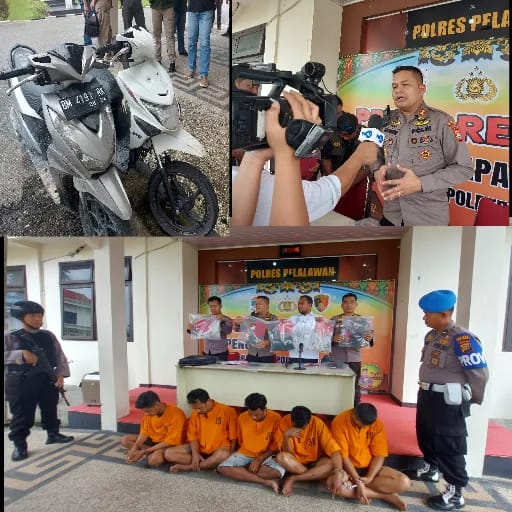 Kapolres Pelalawan Press Release Pengungkapan Komplotan Pencurian Komponen Alat Berat