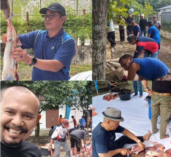 Semangat Berbagi di Hari Raya Iduladha, PWI Riau Sembelih 6 Sapi dan 1 Kambing