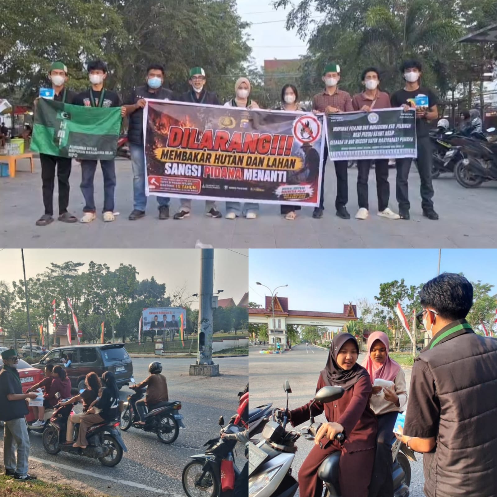 Asap Karhutla Menyelimuti Pelalawan, HMI dan Hipmawan Bersama Polisi Bergerak Lindungi Warga
