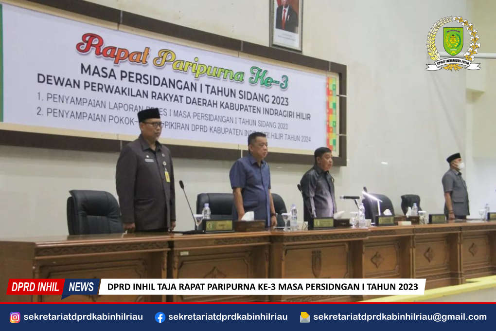 DPRD Inhil Taja Paripurna Ke-3 Masa Persidangan I Tahun Sidang 2023
