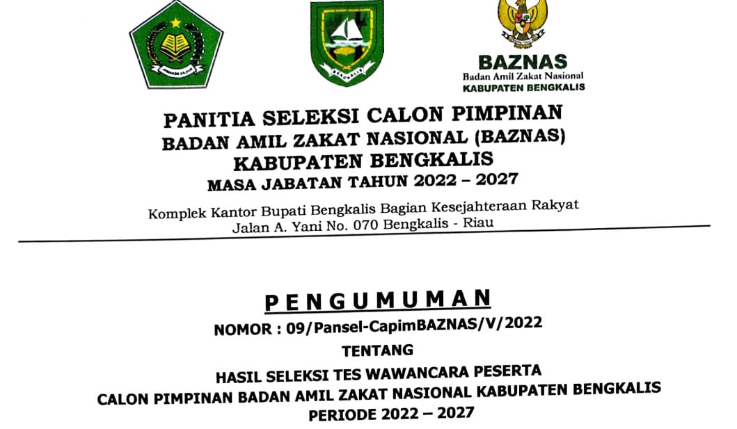 10 dari 12 Capim Baznas Bengkalis Lulus Seleksi Wawancara