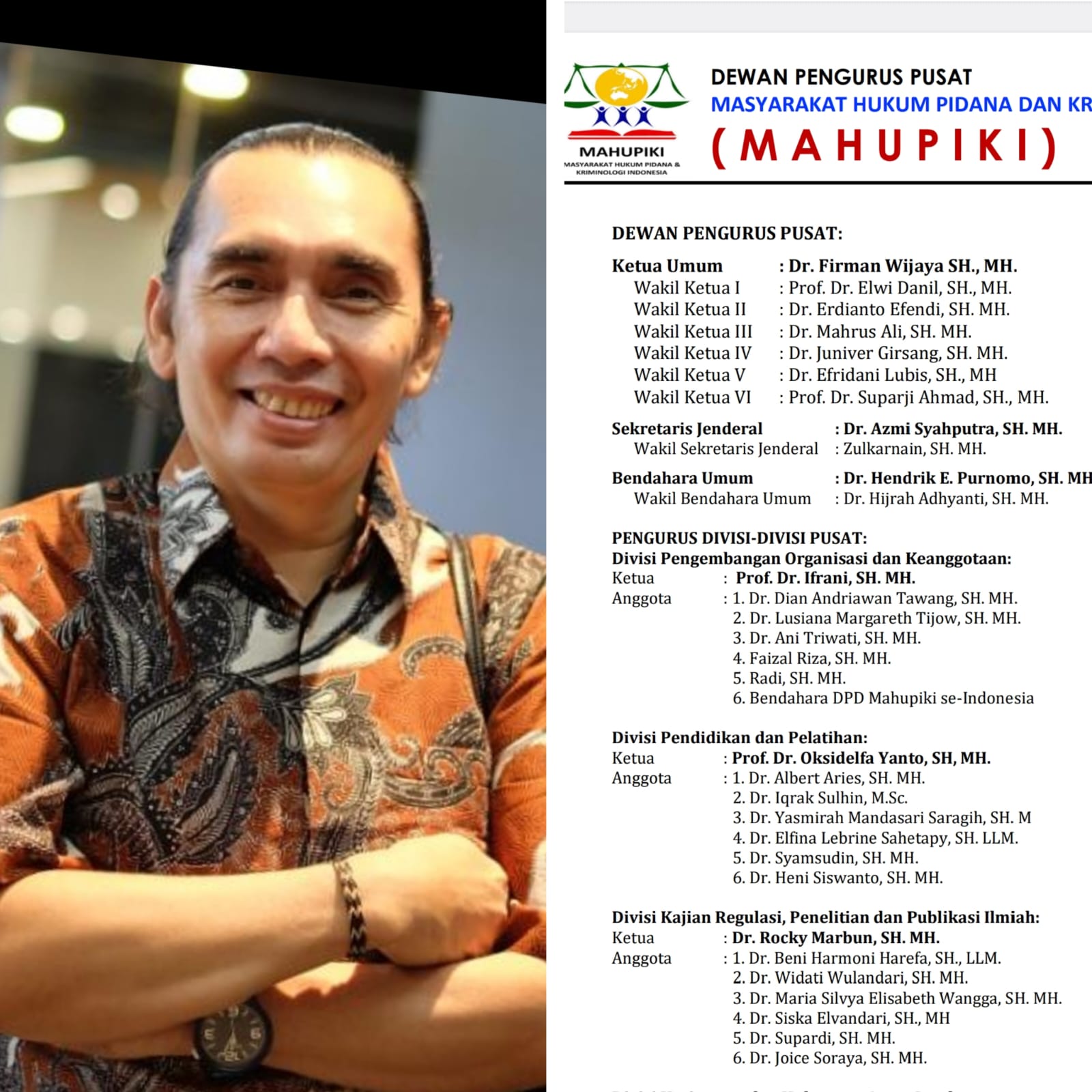 Azmi Syahputra  Terpilih Jadi Sekretaris Jenderal  MAHUPIKI Periode 2023-2028