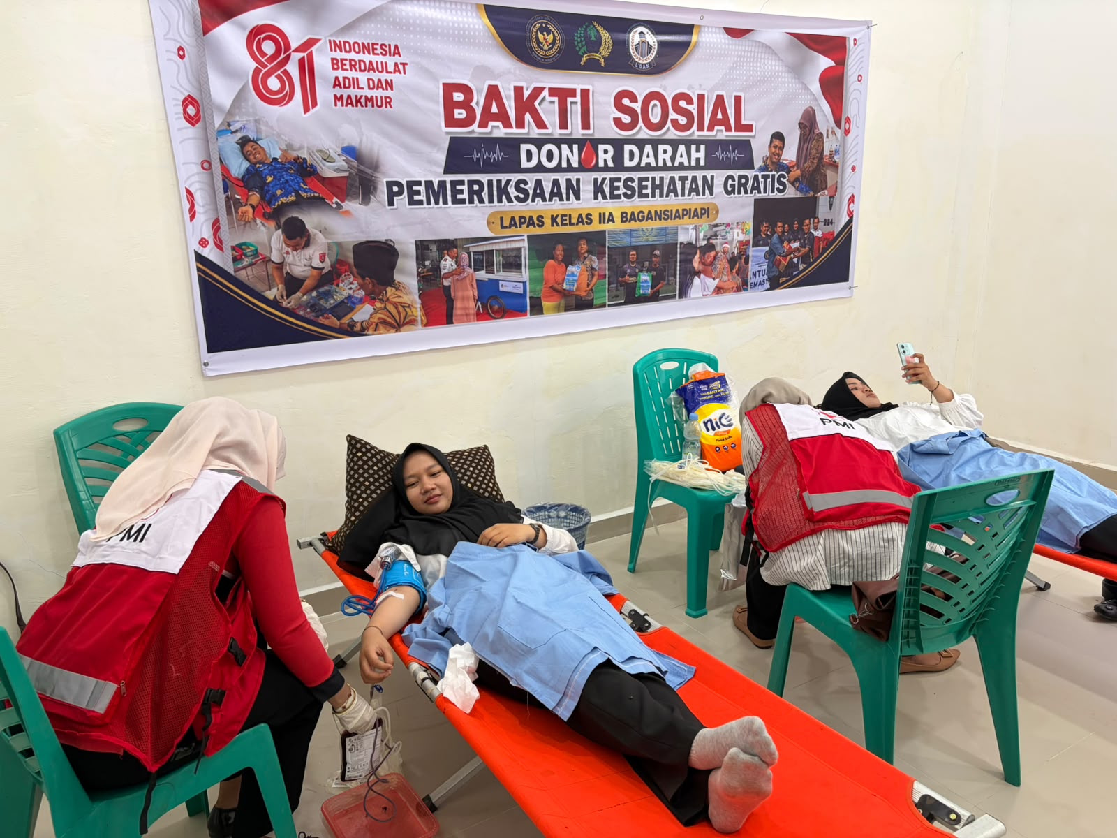 Lapas Bagansiapiapi Gelar Donor Darah Bersama PMI dalam Rangka HUT Kemerdekaan RI Ke-81