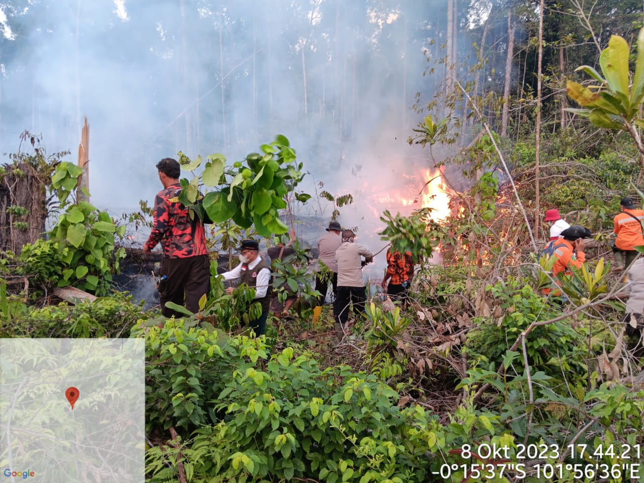 Kapolres & Bupati Pelalawan Pimpin Verifikasi Padamkan Karhutla di TNTN