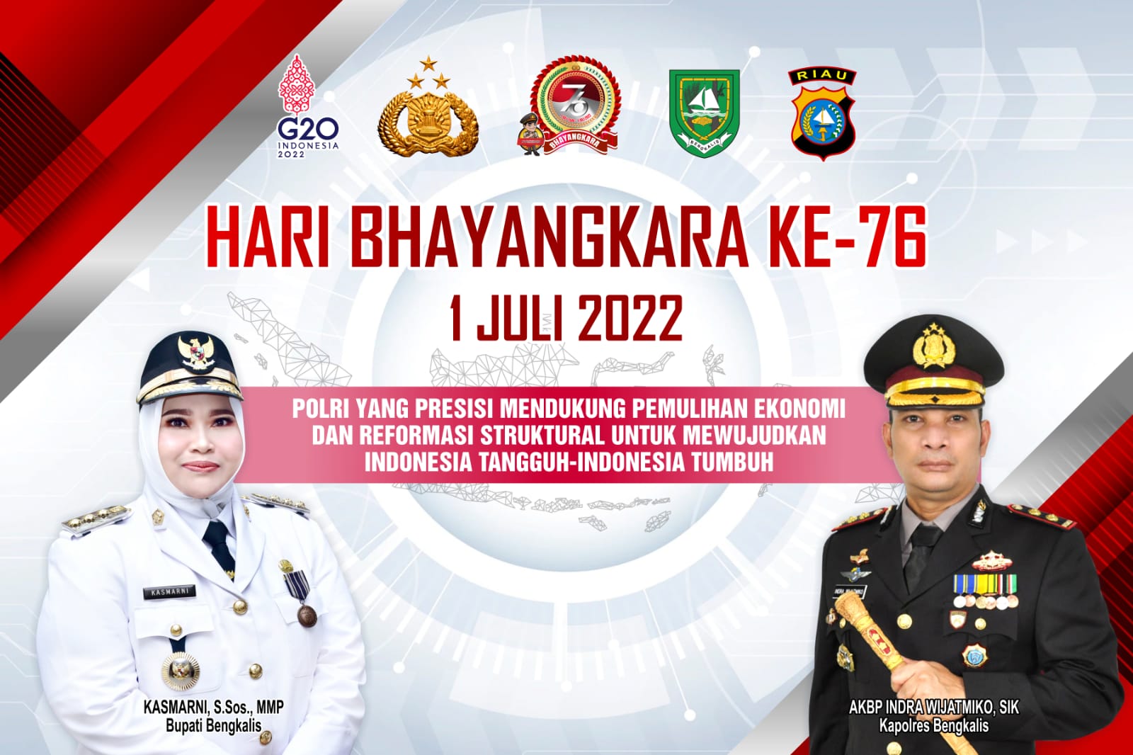 Bupati Bengkalis Kasmarni Ucapkan HUT Bayang kara ke-76