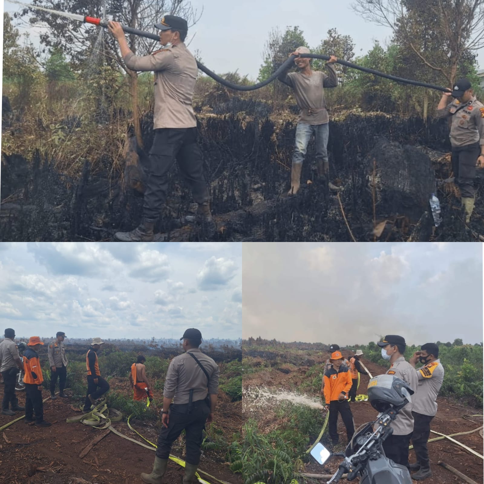 Karhutla Terpantau Dasboard Lancang Kuning, Polsek Langgam Respon Cepat Pemadaman & Penyelidikan