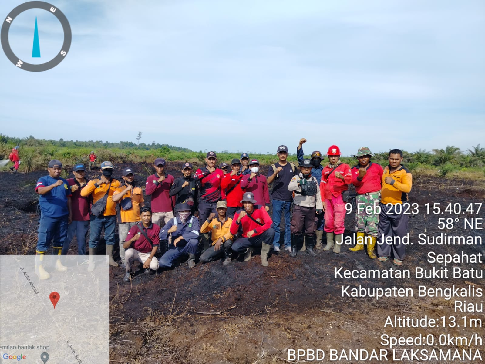 Tim Gabungan Lakukan Pemadaman,  Kebakaran di Kebun Kelapa Sawit Warga Desa Sepahat B Laksamana