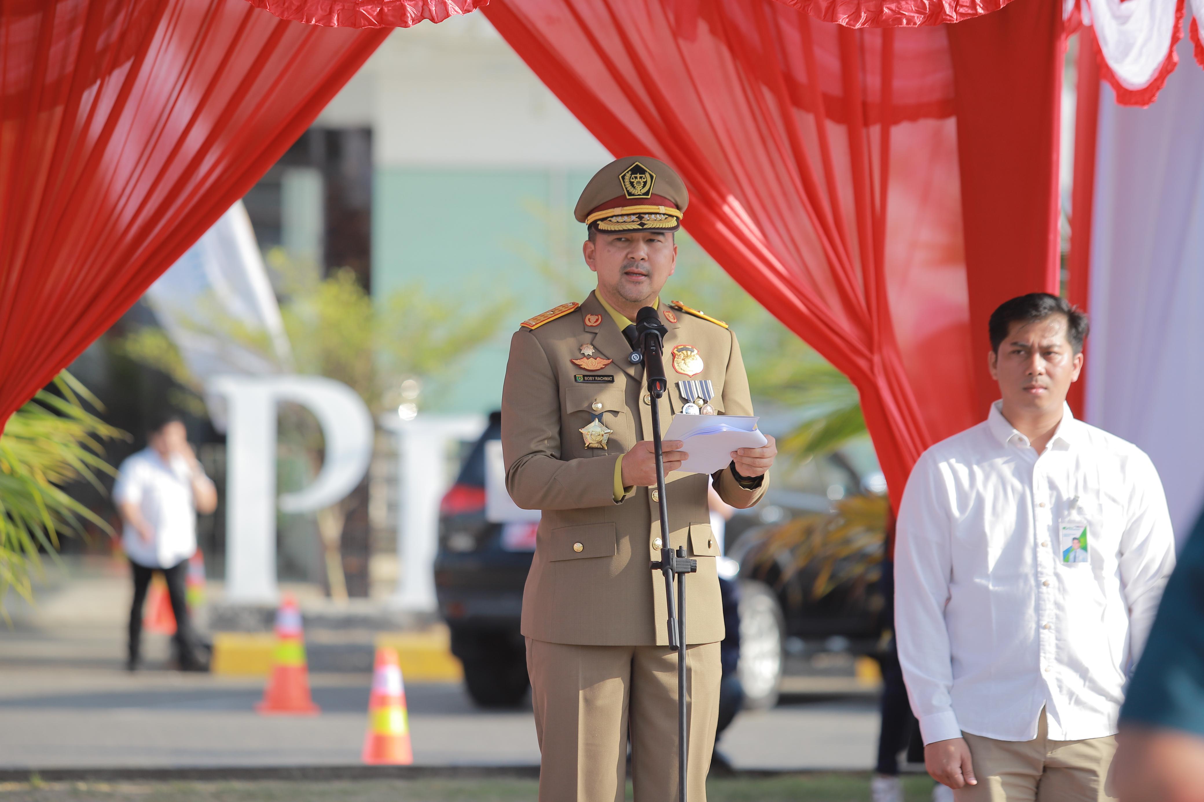 Kadisnakertrans Riau Pimpin Apel Bulan K3 Nasional Tingkat Provinsi di PT. Pelindo Dumai