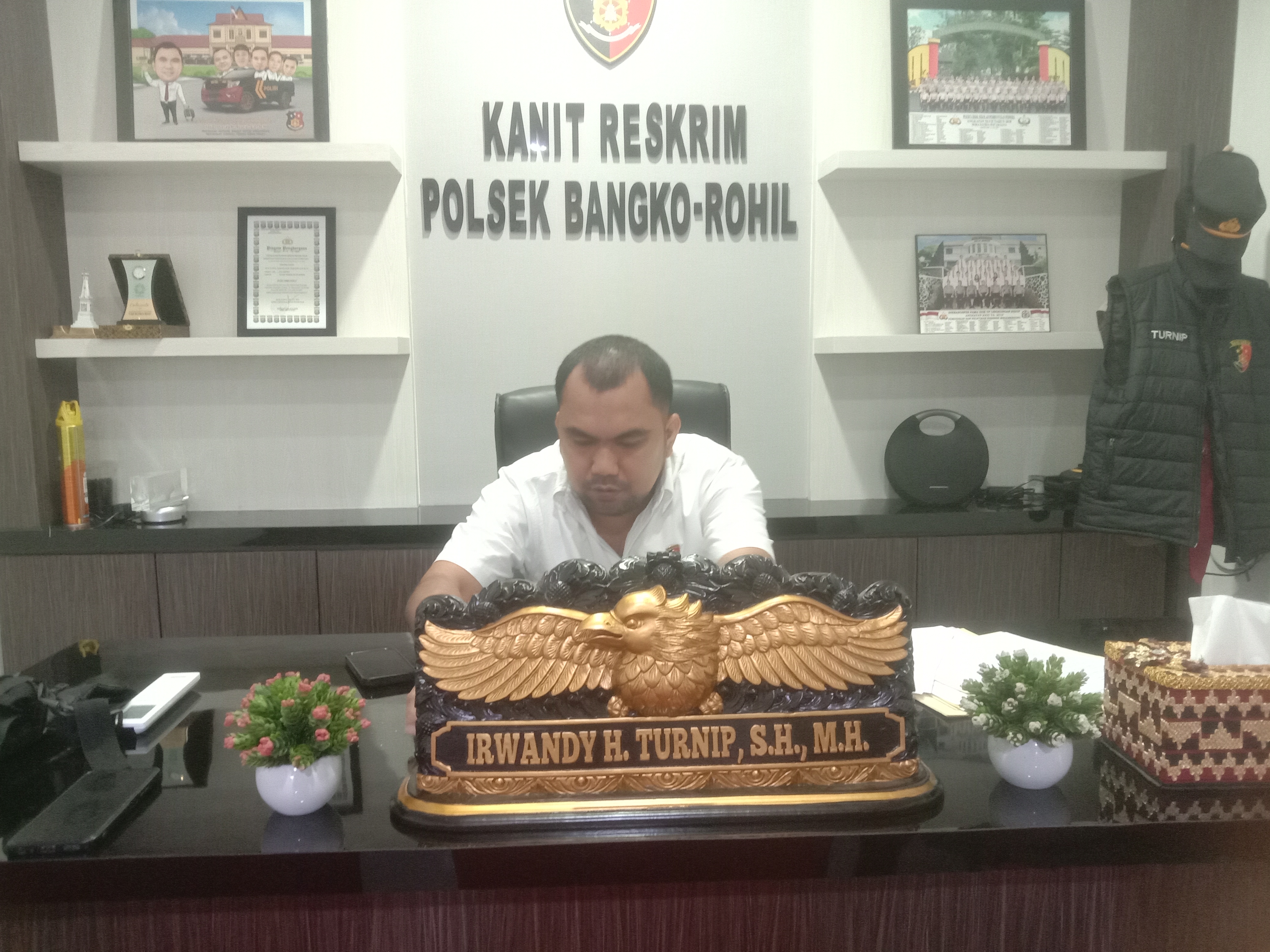 Unit Reskrim Polsek Bangko Amankan Pelaku Pencurian Minyak Mobil