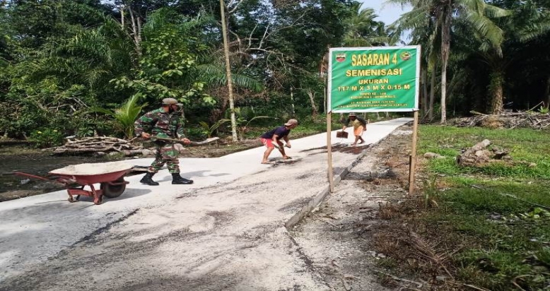 Danramil 07/Bukitbatu: Pekerjaan Proyek Jalan Desa Sesuai Target