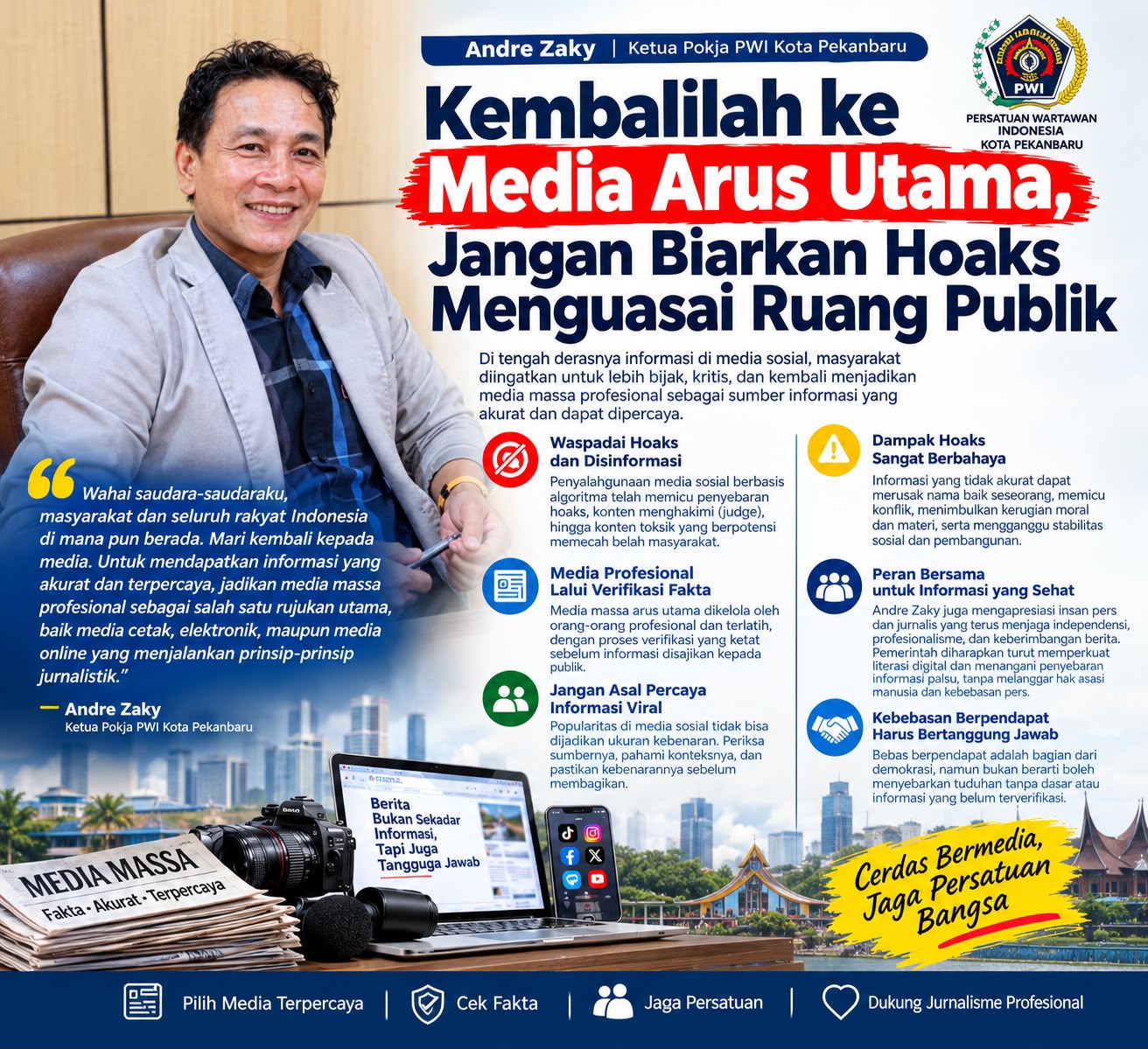 Andre Zaky: Masyarakat Kembalilah ke Media Massa, Jangan Terjebak Disinformasi Kreator Pemburu Algoritma