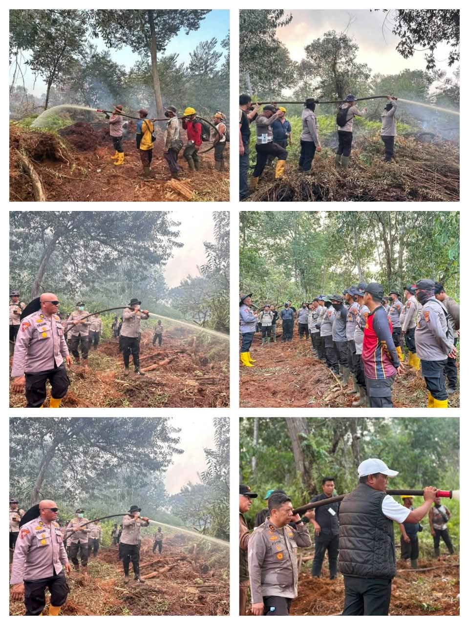 Kapolres John Louis Letedara dan Bupati Zukri Turun Langsung Padamkan Karhutla di Kerumutan, Bertahan Hingga Malam di Lokasi