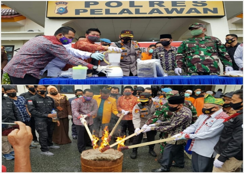Polres Pelalawan Musnahkan BB Narkotika
