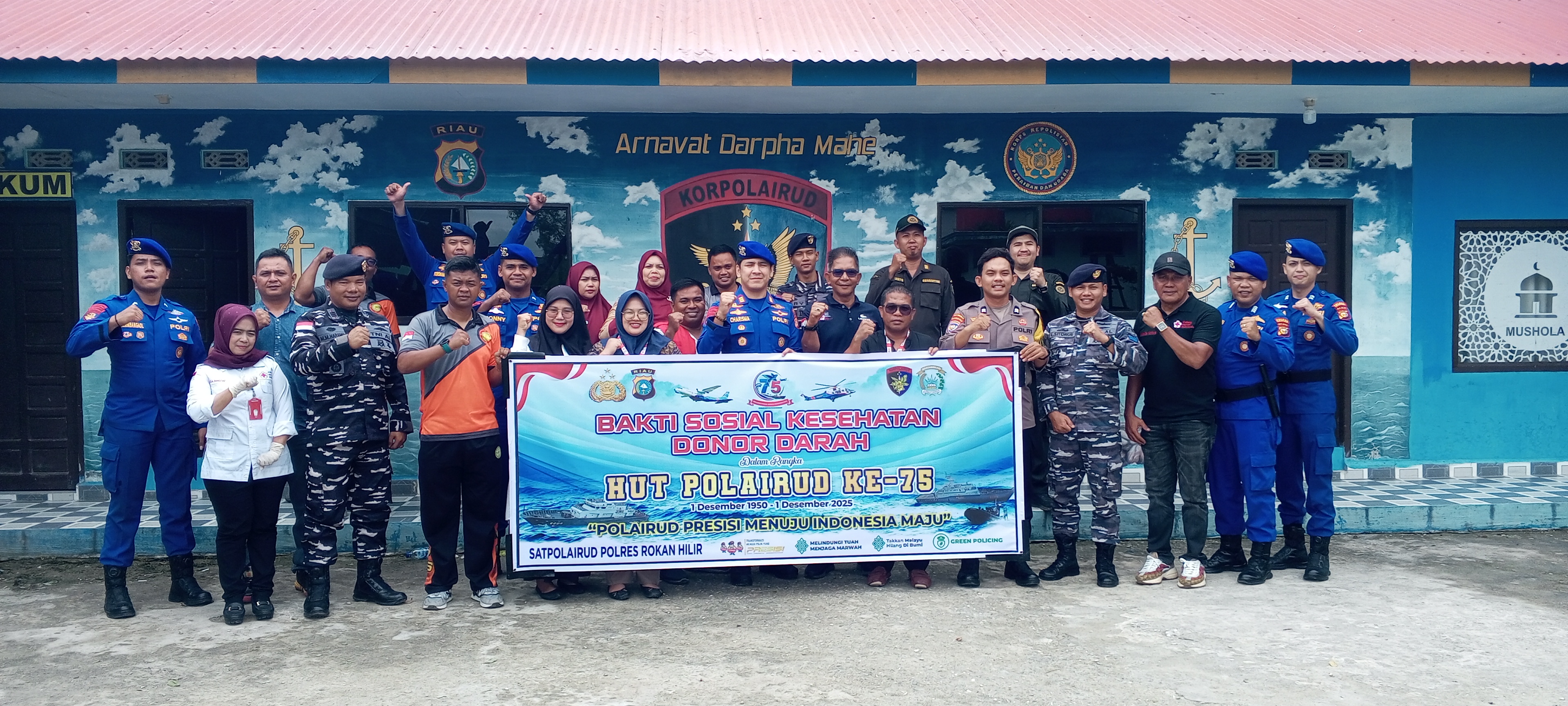 Satpol Airud Polres Rohil Gelar Donor Darah Peringati HUT ke-75