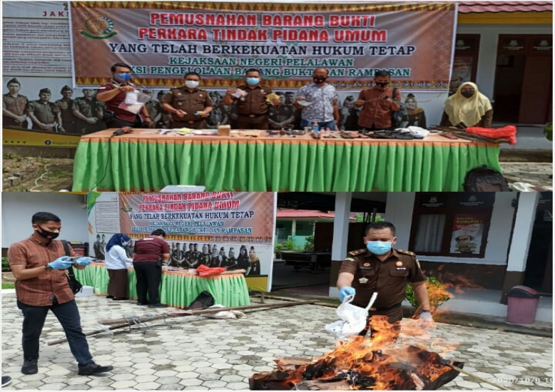 Kejari Pelalawan Laksanakan Pemusnahan BB Tindak Pidana Umum