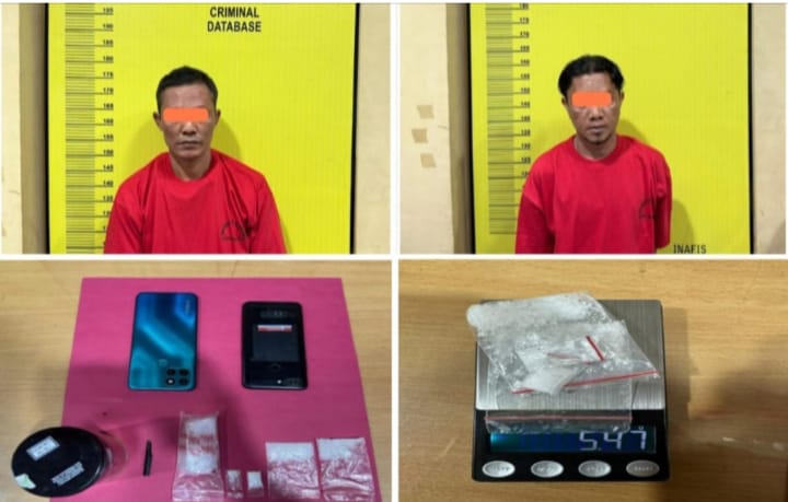 Amankan Barang Bukti Narkotika Seberat 5.47 gram Dua Pria Berhasil Digiring ke Polres Rohul