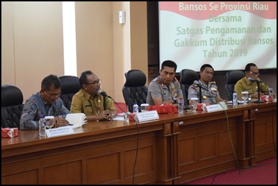 Rapat Tim Koordinasi Bansos se Provinsi Riau bersama Satgas Pengamanan dan Gakkum Distribusi Bansos Tahun 2019