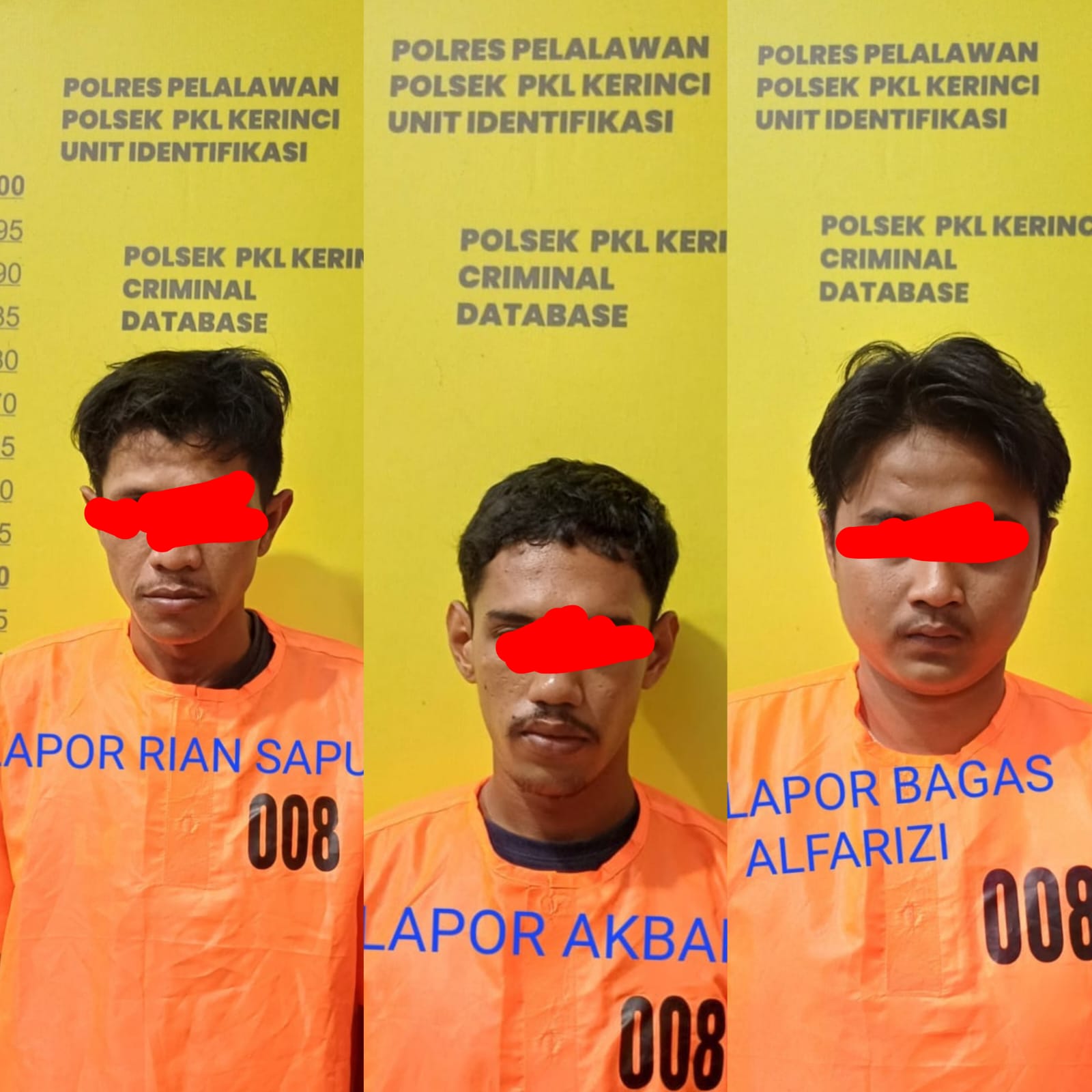 Polsek Pangkalan Kerinci Ungkap 3 Terduga Pelaku TP Curas, Korban Memesan Cewek Melalui Aplikasi Michat