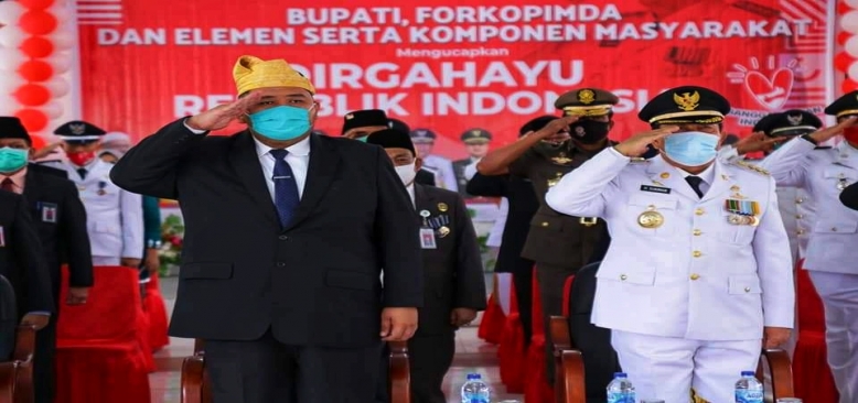Bupati Rohul Ikuti Acara Upacara Peringati HUT RI Ke 75 Secara Virtual