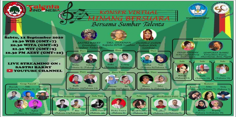 Sumbar Talenta Siap Beraksi di Konser Virtual Minang Bersuara untuk Penonton Nasional dan Dunia