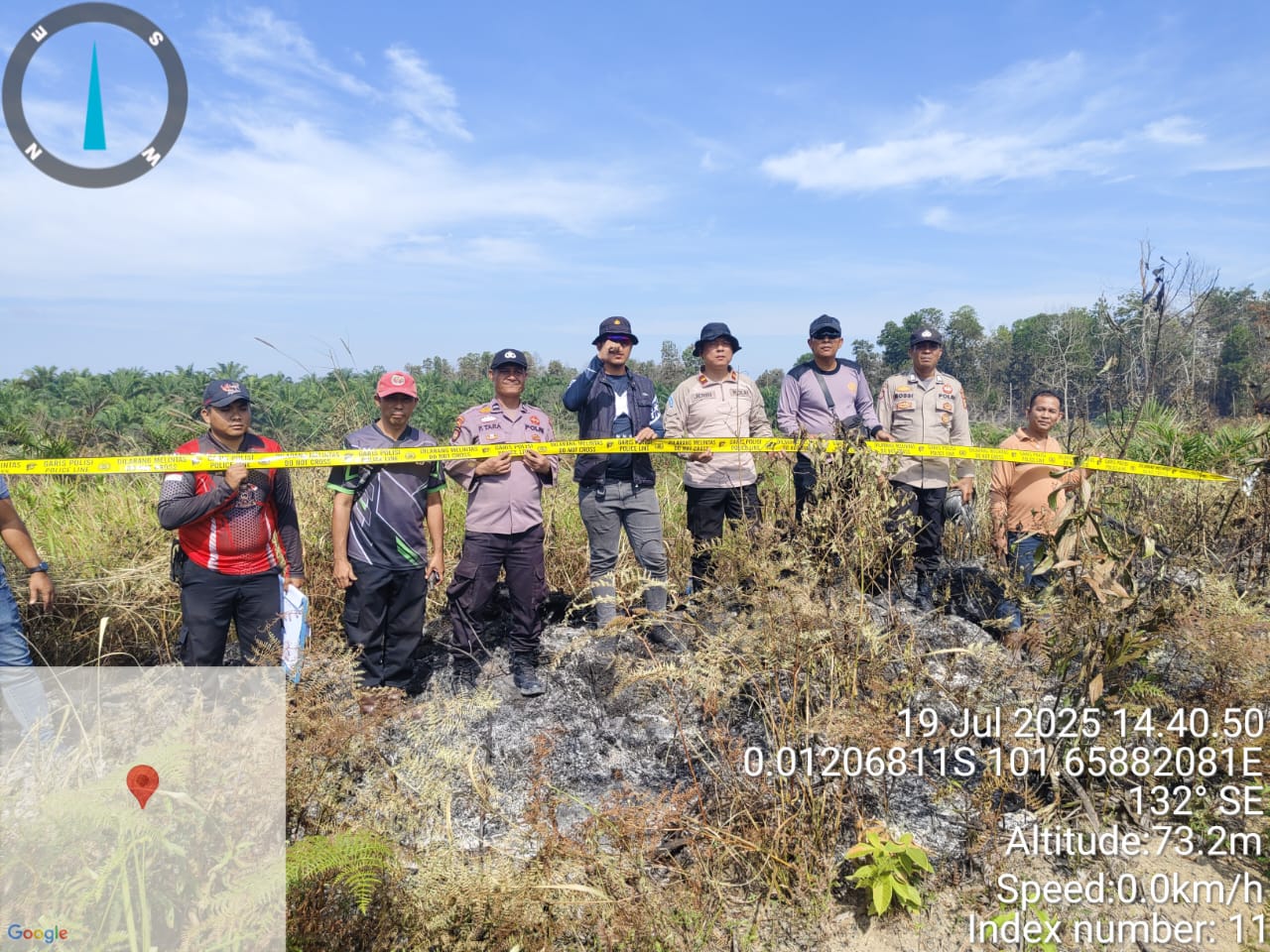 Polres Pelalawan Cek  Hotspot di Langgam  Api Padam Wilayah Aman Terkendali