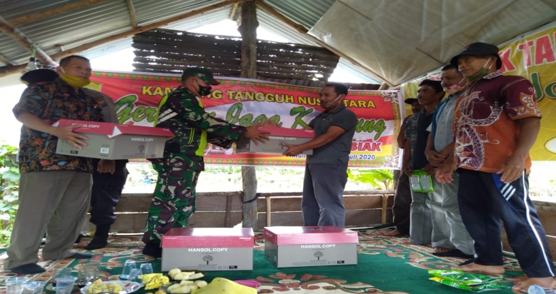 Babinsa Siak Hadiri Pencanangan Gerakan Jaga Kampung Jalan Banjar Senalas Minas