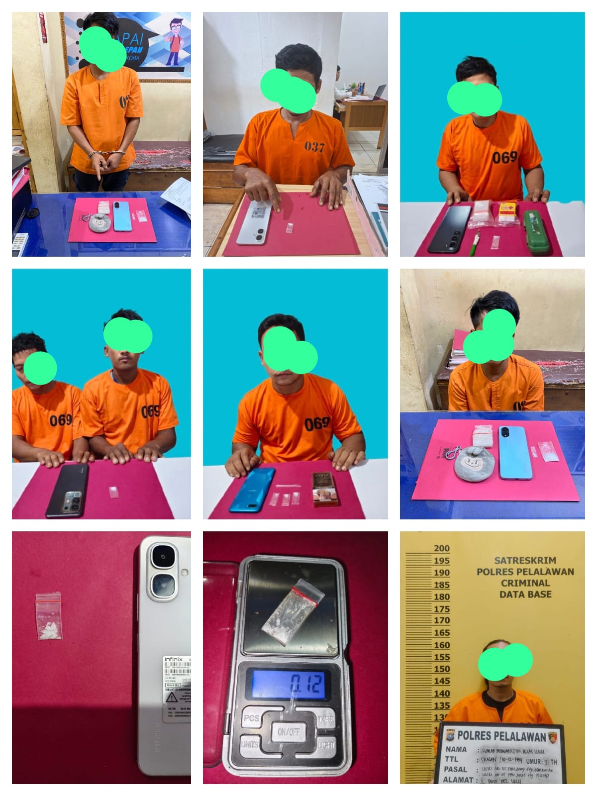 Polres Pelalawan Gempur Jaringan Narkoba, Sejumlah Pengedar dan Kurir Sabu Dibekuk di Berbagai Kecamatan