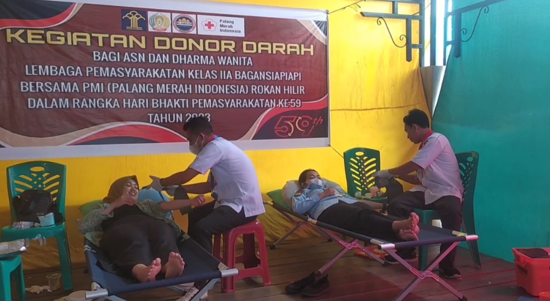 Jelang HUT HBP Ke-59, Lapas Kelas IIA Bagansiapiapi Gelar Baksos Donor Darah
