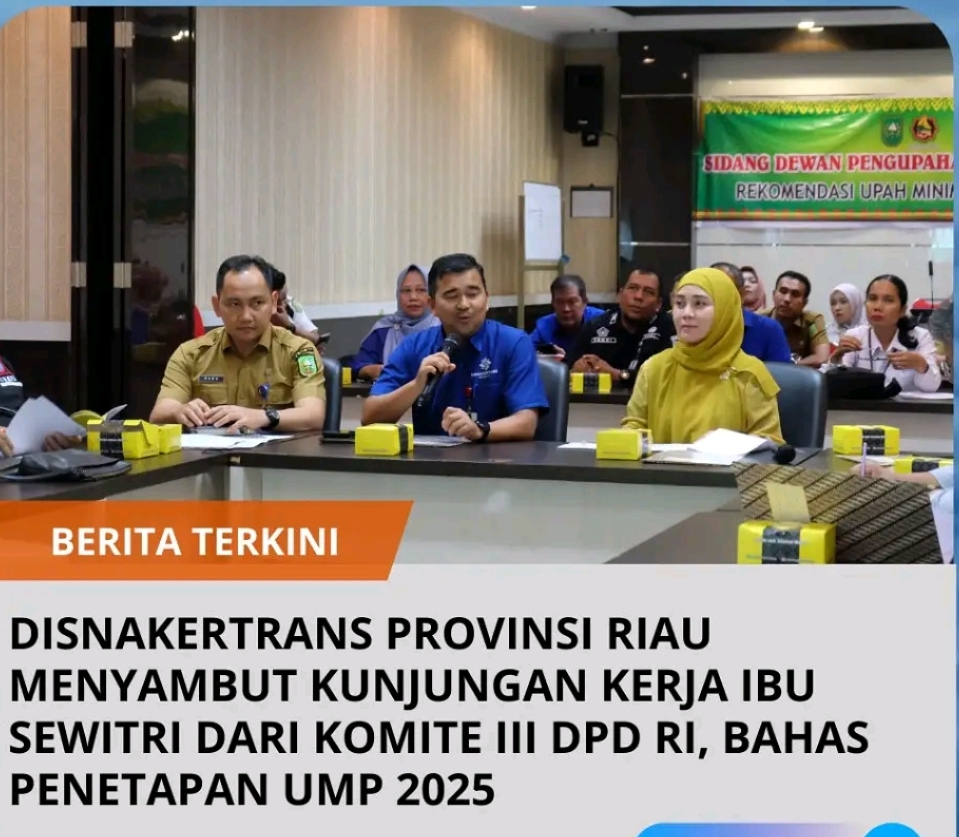 Kunker ke Disnakertrans Riau, Sewitri Bahas  Implementasi UU Nomor 13 Tahun 2003 tentang Ketenagakerjaan