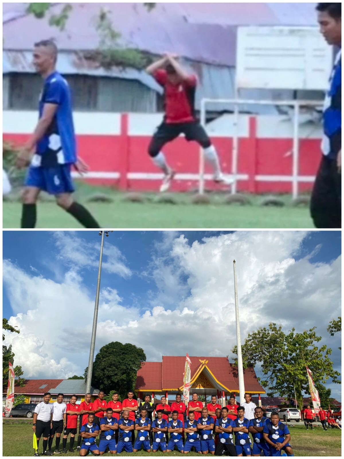 Selebrasi Ala Cristiano Ronaldo, Kapolres Pelalawan Cetak Gol Melawan Tim Media